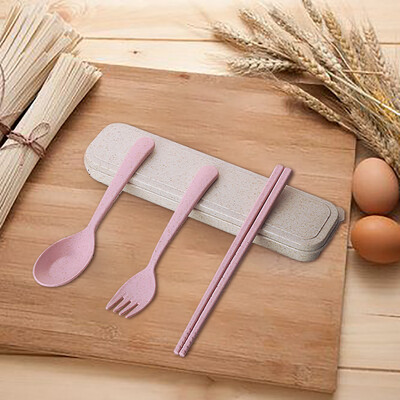 

Toponeto Portable Cutlery Blue Boreal Europe Style Healthy Eco-Friendly Wheat Straw