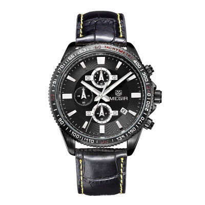 

MEGIR Mens Watch Three Eyes Time Waterproof Luminous Sports Watch Watch 3001G Mens Watch