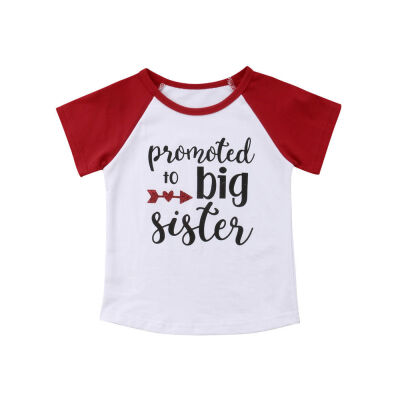 

Kids Girls T-shirt - Promoted to big sister - Summer Cotton Short Sleeve Tops