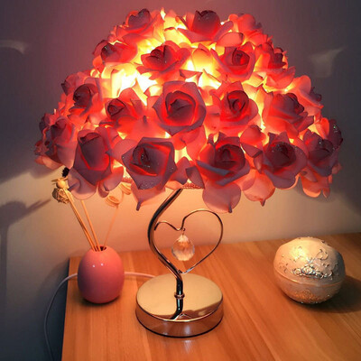

Siaonvr Rose Table Desk Lamp Flower Shade Light Home Commercial Decoration Pink