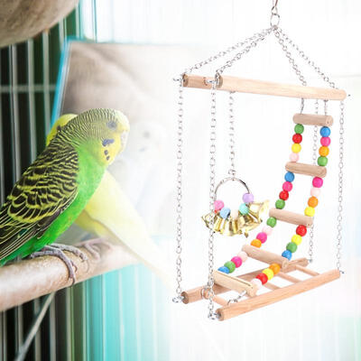 

Greensen 2 PCS Birds Parrot Swing Toy Double Hanging Ladder Metal Chain Toys with Bells Budgie Cockatiel