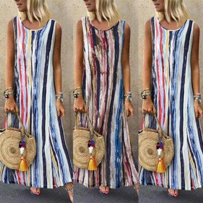 

Women Boho Casual Long Maxi Dress Evening Cocktail Party Beach Dresses Sundress