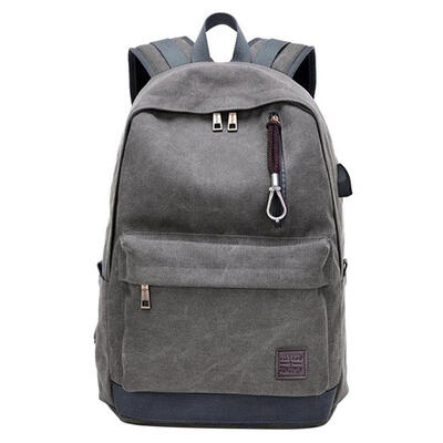 

USB Charge Canvas Backpack Notebook Laptop Bag Teenagers Men Women Bags