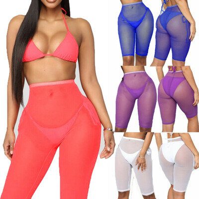 

Sexy Women Summer Sheer Mesh Bikini Pants Cover Up Shorts Swimwear Beachwear