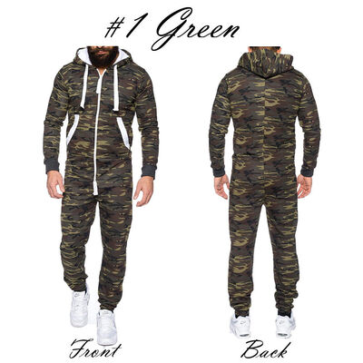 

Unisex Men Womens Onesi1 Camo Zip Hooded Tracksuit All In One Piece Jumpsuit