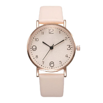 

Lady Fashion Simple Quartz Watch Student Casual Leather Band Alloy Case Wrist Watch