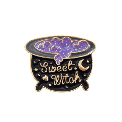 

Unique Jar Witch Hat Enamel Brooch Unisex Shirt Bag Badge Halloween Gift