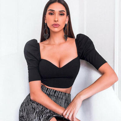 

US Women Sexy Off Shoulder V-neck Bralet Bra Tank Top Blouse Crop T-Shirt Cami