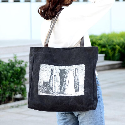 

New Women Canvas Handbag Print Shoulder Bag Large Capacity Casual Shipping Bag Tote