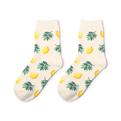 

Cotton fashion homewear casual soft women girls home sales cute High-Top Cartoon Fruit Printed Socks