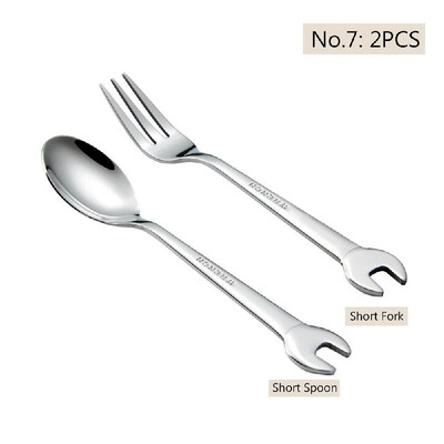 

304 Stainless Steel Tableware Creative Wrench Shape Fork Spoon Dinner Steak Cutter Spanner Cutlery Fruit Dessert Tea Picnic Flatwa