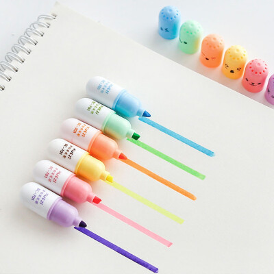 

Siaonvr 6Pcs Highlighter Marker Creative Lovely Pill Shape Gel Pen for Kids Stationery