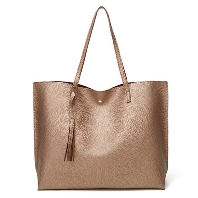 

Tailored Women Fashion Fringe Solid Large Capacity Shopping Shoulder Tote Handbag Bags