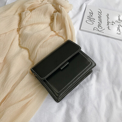 

2019 new Sen temperament contrast color small square bag female fashion casual chain Messenger bag simple wild shoulder bag