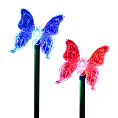 

2 Pack LED Solar Garden Stake Light Multi Color-Changing Butterfly Dragonfly Garden Decor Figurines Lights Outdoor Landscape Ligh