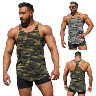 

BODYBUILDING TANK TOP GYM STRINGER WORKOUT VEST SINGLET Men Fitness shirt US