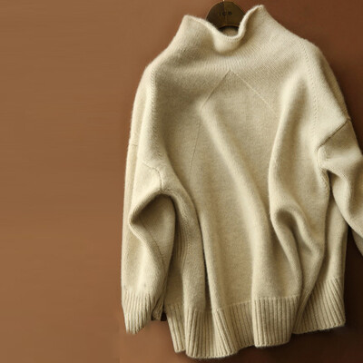 

Womens Slim Knitted Turtleneck Cashmere Sweater Jumper Pullover Soft Elasticity