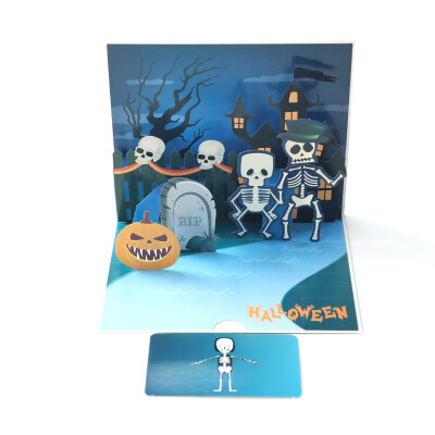 

3D Skeleton Halloween Pop-up Card Scary Skull Greeting Card Halloween Card