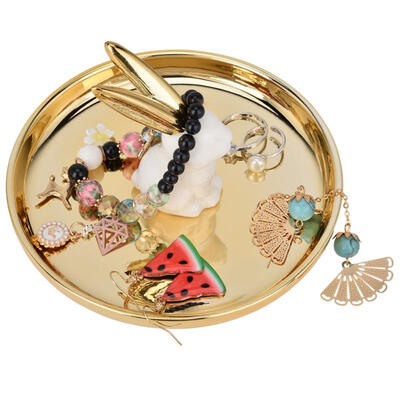 

Greensen Metal Golden Serving Tray Plate with Rabbit Decor for Fruits Candies Food Jewelry