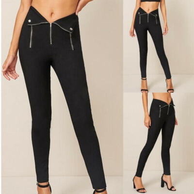 

Sexy Womens Solid Zip Slim Skinny Pencil Trousers Ladies High Waist Casual Pants ropa invierno mujer 2019