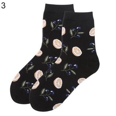 

Fashion Unisex Cotton Warm Avocado Pineapple Banana Cherry Blackberry Leaf Socks