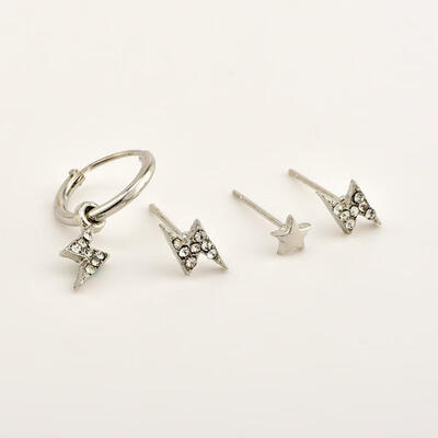 

Korean Womens Combination Earrings Set Lightning Five-pointed Star Stud Earrings For Women Earings Fashion Jewelry Wholesale