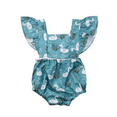 

Summer Infant Baby Girls Bodysuit Swan Romper Sunsuit Sleeveless Clothes Outfits