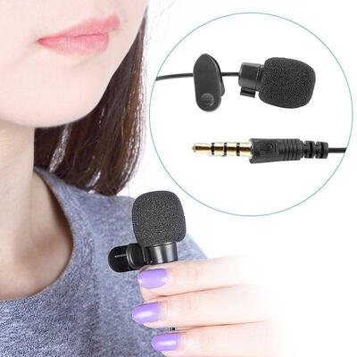 

Mini Clip On Lapel Microphone Hands Free Wired Condenser Mini Lavalier Mic 35mm