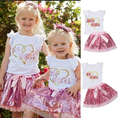 

Matching Clothes Girls Big Sister Little Sister T-shirt Tutu Skirt Outfits Sets
