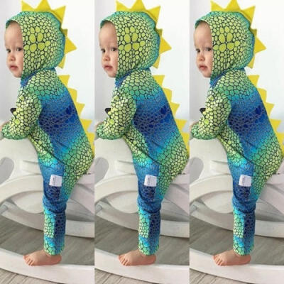 

Newborn Baby Boy Girl Dinosaur Romper Hoodies Jumpsuit Bodysuit Outfits Clothes Costume