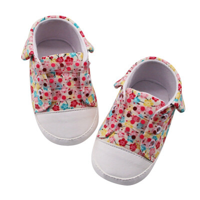 

Baby Shoes Baby Girls Breathable Floral Print Anti-Slip Shoes Canvas Sneakers Soft Soled First Walkers