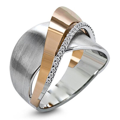 

Two-Tone 18K Gold Jewelry Romantic Bride Engagement Anniversary Ring