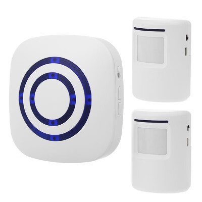 

Smart Motion Sensor Alarm Wireless Doorbell Plug-in Door Bell Home Security Infrared Detector Alert Kits with 2 PIR Sensors 1 Rece