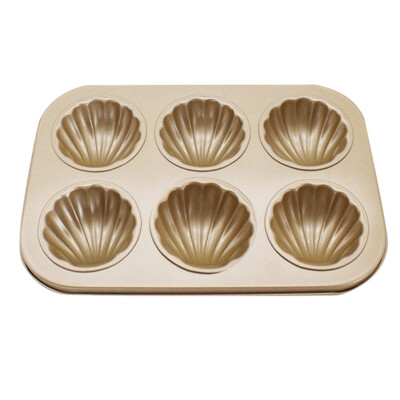 

6 Cup Nonstick Madeleine ShellPigBearCat PawLove Shape Cake Mold Carbon Steel Cookie Pan Pretty