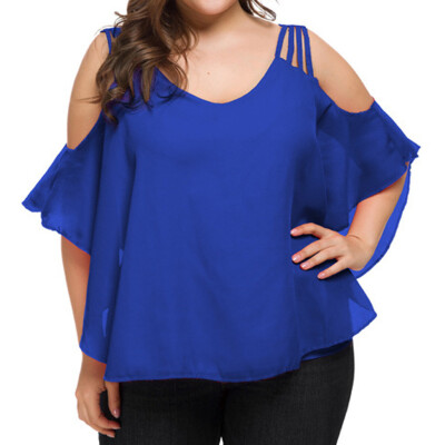 

Roseonmyhand Fashion Women Chiffon Plus Size T-shirt O-Neck Solid Blouse Sleeveless Tops