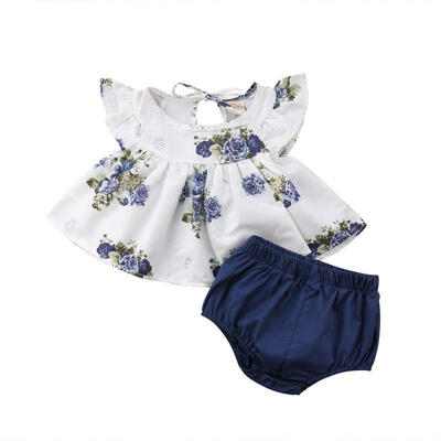 

0-24M Cute Newborn Baby Girl Floral TopsBaby Bloomers Shorts PP Pant 2PCS Outfits Princess Summer Clothes