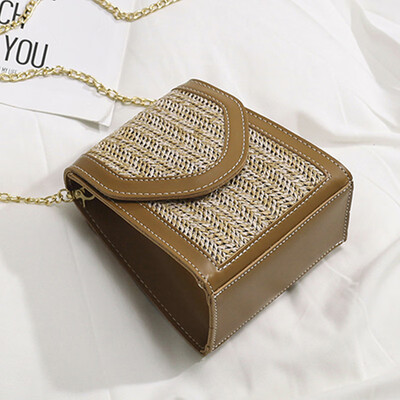 

North bag chain bag 2019 summer new wave Joker straw bag Korean fashion shoulder bag slung small square bag