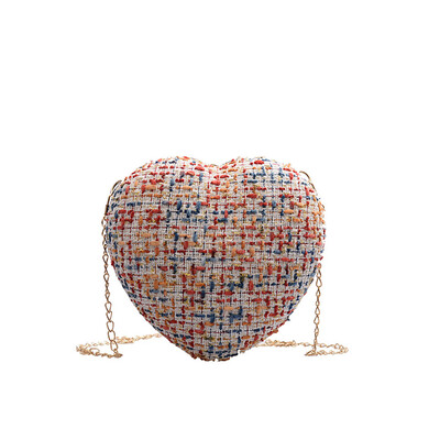

Women Heart-shaped Shoulder Messenger Bag Luxury Wool Clutch Ladies Chain Strap Crossbody Bags Purse Small Handbag YJ