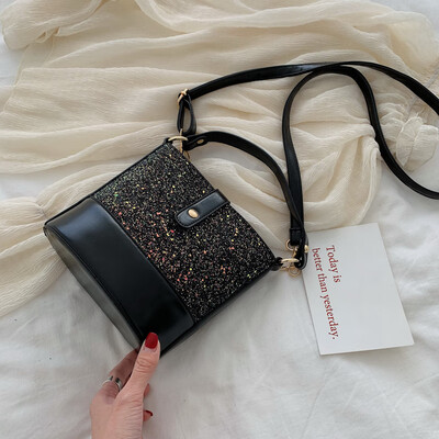 

Senior sense bag foreign chic Sen handbag 2019 new paillette bucket bag shoulder slung womens bag