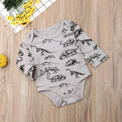 

US Newborn Baby Boys Girls Long Sleeve Animal Print Romper Cotton Clothes 0-12M