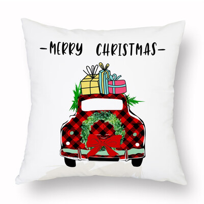 

Merry Christmas Elk Christmas Tree Snowflake Plaid Pillow Covers Holiday Sofa Throw Cushion Case Xmas Decor
