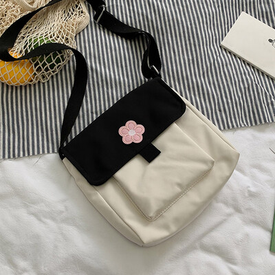

Tailored Fashion Lady Wild Canvas Cute Flower Contrast Color Shoulder Bag Messenger Bag