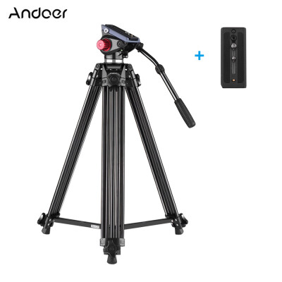 

Andoer Professional Aluminum Alloy Video Tripod with Fluid Hydraulic Head Spare Quick Release Plate 3-Section Telescoping for Cano