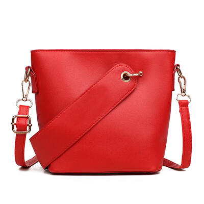 

PU Leather Women Bucket Bags Strap Zipper Women Handbags Lady Shoulder Bags
