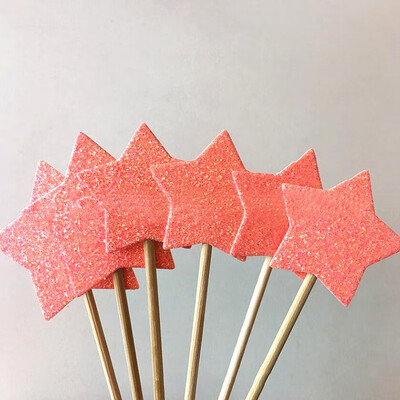 

FUNNYBUNNY Gold Star Cake Toppers Kids Birthday Party Baby Shower Cupcake Decorations Happy Birthday Cake Topper