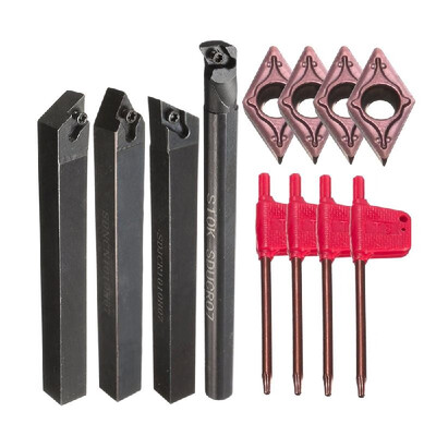 

4Pcs 10mm S10K-SDUCR07SDJCRSDJCLSDNCN1010H07 Turning Tool Holder 4Pcs DCMT0702 Blade Inserts 4Pcs T8 Wrenches