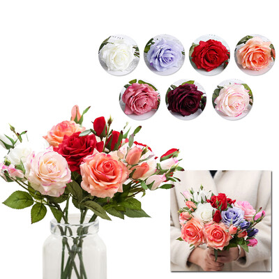 

Artificial Flower Simulation Roses 1 Flower 2 Bracts Vase Arrangement Home Decor