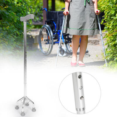 

Greensen Telescopic Anti-slip Four-leg Metal Cane Safety Walking Stick Cane for Elder Disability