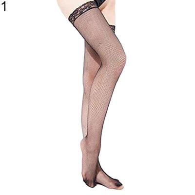 

Womens Sexy Fine Fishnet Mesh Lace Top Hollow Thigh Highs Stay-ups Stockings