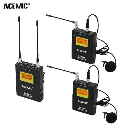 

ACEMIC DV-800T UHF Dual-Channel Wireless Camera Microphone System 2 Transmitters 1 Receiver Professional Video Recording Laval
